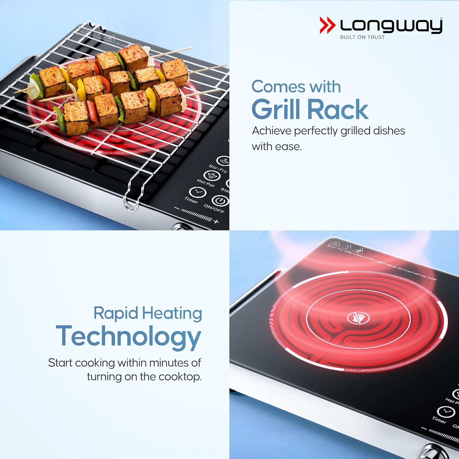 Longway Infralite Pro ICT 2200 W Infrared Induction Cooktop